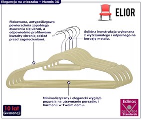 Welurowy beżowy zestaw wieszaków na ubrania 5 szt. B3-K42