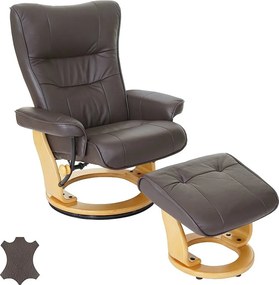 Leżanka Edmonton z taboretem, brąz, naturalny brąz