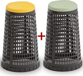 Plastikowy kosz na worki na odpady 120 l 1+1 GRATIS czarny, żółty + zielony