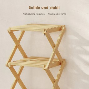 HOMCOM Regał na buty, składany stojak z 6 poziomami z bambusa, dla maks. 9 par butów, 30 x 29 x 108 cm, naturalny | Aosom PL