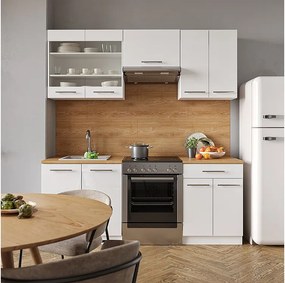 Aneks kuchenny biały wysoki połysk/biały 200x60x81.6 fame-line