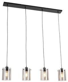 Inteligentna lampa wisząca czarna z przydymionym szkłem, w tym 4 WiFi ST64 - DomeDesignerski Oswietlenie wewnetrzne