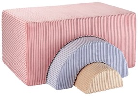 Różowy sztruksowy piankowy plac zabaw 3 szt. wysokość 37 cm 75x49 cm Rainbow Montessori – Wigiwama