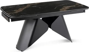 Zestaw Stół Rozkładany VERONA 160-240 cm Czarny Marmur/Czarny i 4 Krzesła PEONY 2 Cappuccino
