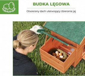PawHut Drewniany Kurnik z Gniazdem, 2 Grzędami, Rampą, Okienkiem i Wodoodpornym Dachem 113,5x67,5x95,5 cm, Pomarańczowy | Aosom PL