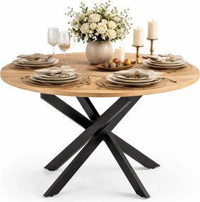 Nowoczesny metalowy stół z blatem dąb złoty R9-C37