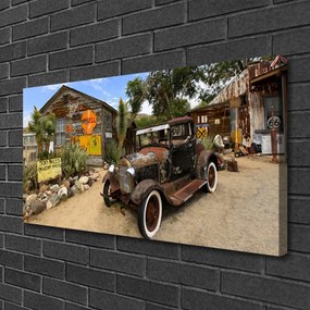 Obraz canvas Zabytkowe Auto na tle Kamienic