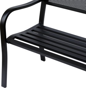 Outsunny Ławka Ogrodowa Parkowa 2-osobowa Stalowa Elegancka Czarna 127x60x87cm | Aosom PL