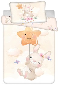 PrzytulneMieszkanie.pl PrzytulneMieszkanie.pl Bawełniana pościel do łóżeczka BUNNY STAR beżowa Rozmiar pościeli: 40 x 60 cm | 100 x 135 cm