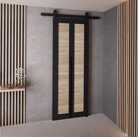 Drzwi Przesuwne QUDIO M1 Czarny + Dąb Sonoma 60