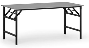 Stół konferencyjny FAST READY, 160x80 cm, czarna podstawa, szary