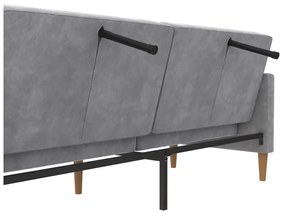 Jasnoszara aksamitna rozkładana sofa 207 cm Lilly – Støraa