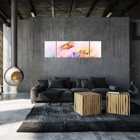 Obraz - Motyl nad kwiatem, abstrakcja (170x50 cm)