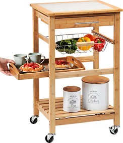Wózek kuchenny z wyjmowaną tacą i koszem na warzywa, bambus, Kesper