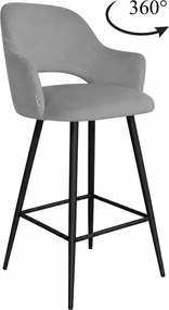 Hoker Milano krzesło barowe tkanina Welur podstawa metalowa : Kolor nogi - Czarna stożek, Kolor tkaniny - VELVET - MG17, Typ siedziska - Siedzisko obrotowe 360°