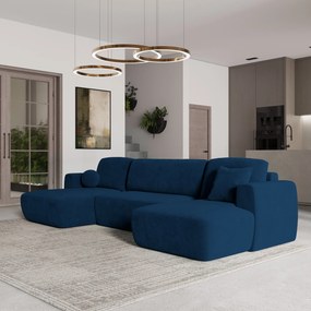 Masseno Narożnik SENTUM z funkcją spania i pojemnikiem na pościel Narozniki U, Rozkładana sofa - Niebieski, KRONOS 09