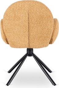 Krzesło Tapicerowane Obrotowe do Salonu MUSSO Musztardowe Nowoczesne