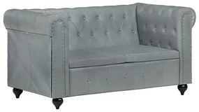 Skórzana 2-osobowa szara sofa w stylu Chesterfield - Clementine 2Q