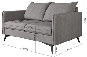 Szara sofa 138 cm Juli Bis – Ropez