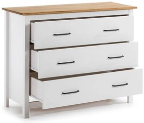 Biała niska komoda z litego drewna sosnowego 100x80 cm Miranda – Marckeric