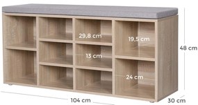 Szafka na buty z ławką z szarym siedziskiem WESO SONOMA 104x30 cm