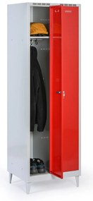 Metalowa szafka ubraniowa S7 na nogach, 2-drzwiowa, 1920 x 600 x 500 mm, zamek obrotowy, drzwi niebieske