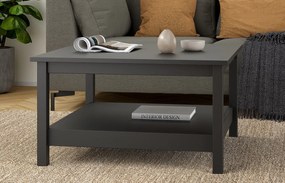 Kwadratowy stolik kawowy z półką Madrid czarny mat