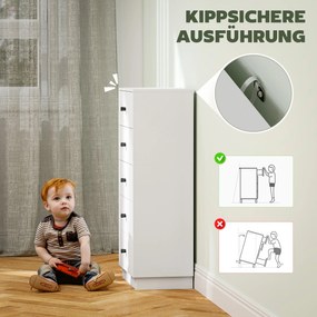 HOMCOM Komoda Sideboard z 5 szufladami z płyty wiórowej w nowoczesnym stylu 47 x 29 x 95 cm Biały