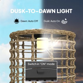 Outsunny Zestaw 2 Solarnych Lampionów Rattanowych z Czujnikiem Światła LED w Stylu Boho IP44 | Aosom PL