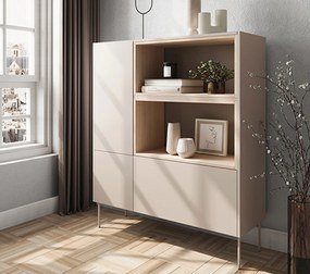 Komoda Desin 120 cm z wnękami i szufladą - kaszmir / dąb nagano