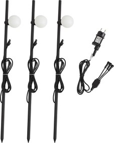 Zestaw 3 nowoczesnych lamp ogrodowych na szpilkach czarnych z LED IP44 - Garly Ball