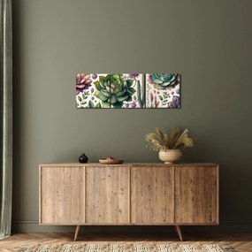 Obraz - Sukulenty (z zegarem) (90x30 cm)