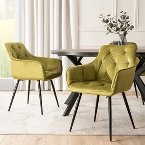 Krzesło Tapicerowane do Salonu MODESTO Pistacjowe Welurowe Nowoczesne Loft