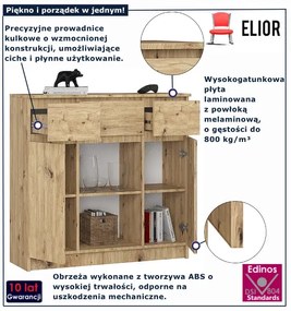 Komoda minimalistyczna do salonu dąb artisan - Nuvo