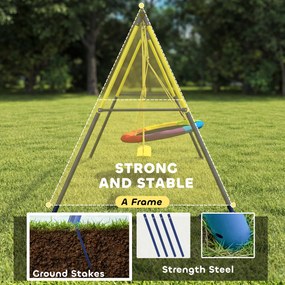 AIYAPLAY Zestaw huśtawkowy z huśtawką typu gniazdo i huśtawką z pasami, regulowane liny, dla dzieci w wieku 3-8 lat, 265x160x178 cm, wielokolorowy | Aosom PL