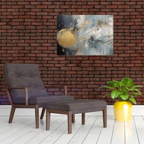 Obraz na szkle - Abstrakcja ze złotą kulą (70x50 cm)