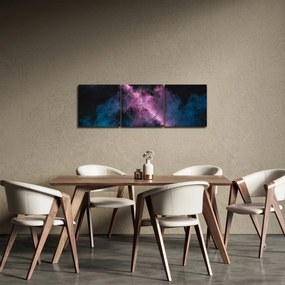 Obraz - Różowo - niebieski dym (z zegarem) (90x30 cm)