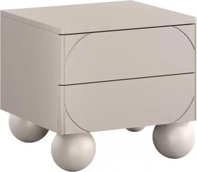 Szafka nocna z dwoma szufladami Sonatia II na nogach kulach 45 cm - kaszmir