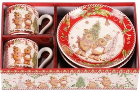 Zestaw upominkowy 2 świątecznych filiżanek ze spodkami Pierniczki 180 ml