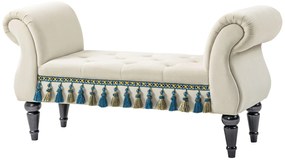 HOMCOM Ławka tapicerowana, vintage design, do 150 kg, 117x40x58 cm, Beżowa