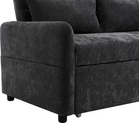 Rozkładana kanapa regulowana w wielu kątach z tkaniny sznurkowej - 2 miejsca - z uchwytem na telefon i portami USB - Szary