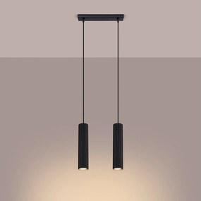 Lampa wisząca minimalistyczny Gloow, aluminium - 2 źródło światła 3000K - L.30 x H.90 cm - czarny
