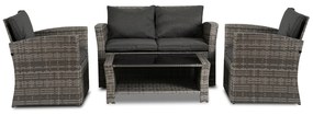 Zestaw Mebli Ogrodowych DOVER Szary Sofa Fotele Stolik Tarasowy Technorattan Nowoczesny