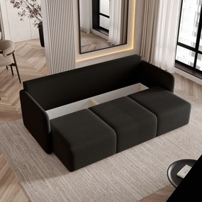 Masseno Sofa SUVI III z funkcją spania i pojemnikiem na pościel, Rozkładana sofa - Czarny, QUELLE 100