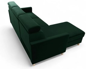 Narożnik Vario z funkcją spania uniwersalny prawo/lewostronny - zielony welur Bluvel 78