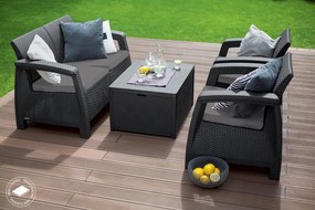 Zestaw mebli ogrodowych CORFU BOX ze stolikiem – skrzynią brązowy