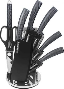 Zestaw 8 noży ze stali nierdzewnej z podstawą akrylową - Herzberg HG-MSN8CAR