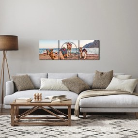 Obraz wielbłądów (z zegarem) (90x30 cm)