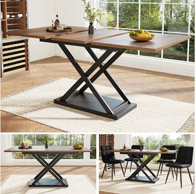 Rozkładany stół jadalny dla 4-6 osób - 120/160 x 80 x 75 cm - Nogi z płyty MDF i metalu - Kolor orzecha