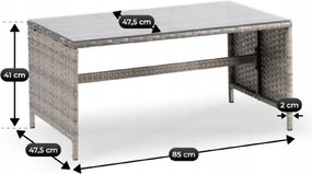 Zestaw Mebli Ogrodowych DALIANO Szary Narożnik Stolik Tarasowy Technorattan Nowoczesny